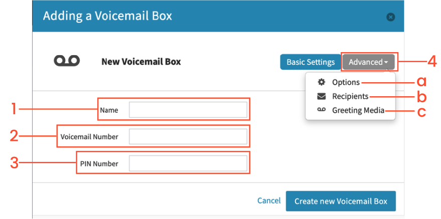 Manually Creating a Voicemail Box