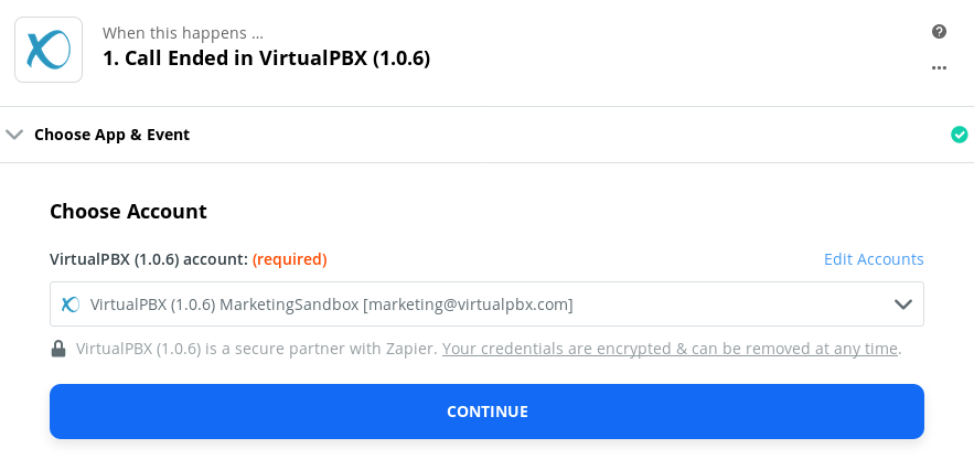 Action (Configure VirtualPBX App)