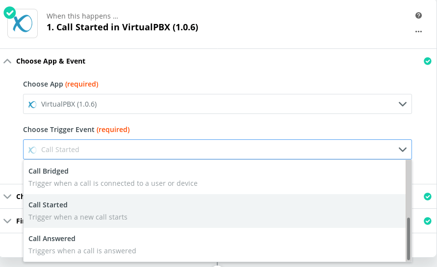 Action (Configure VirtualPBX App)