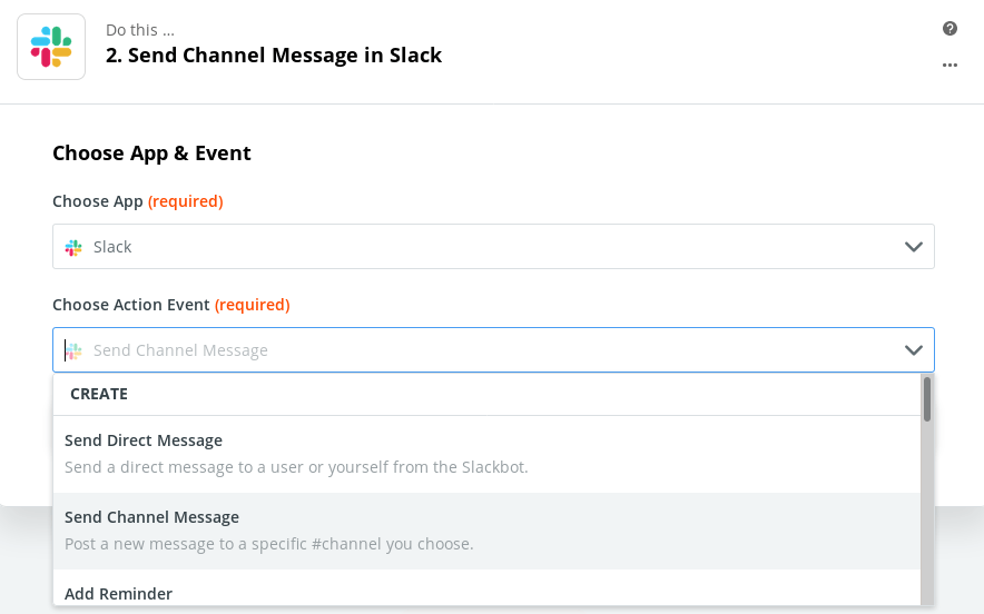 Reaction (Configure Slack)