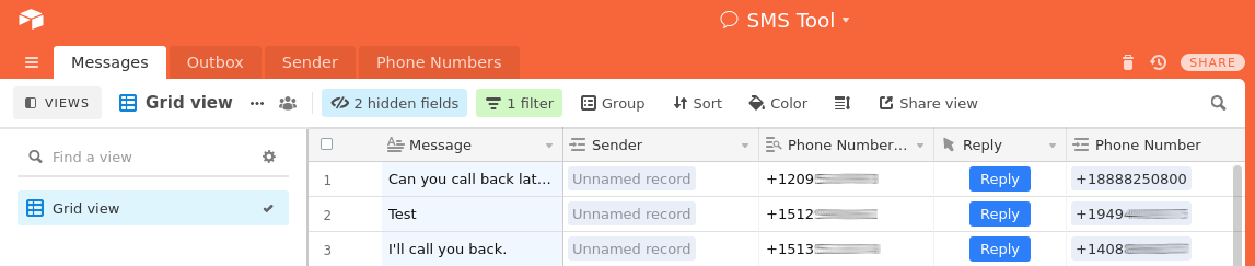 Showing Received Messages
